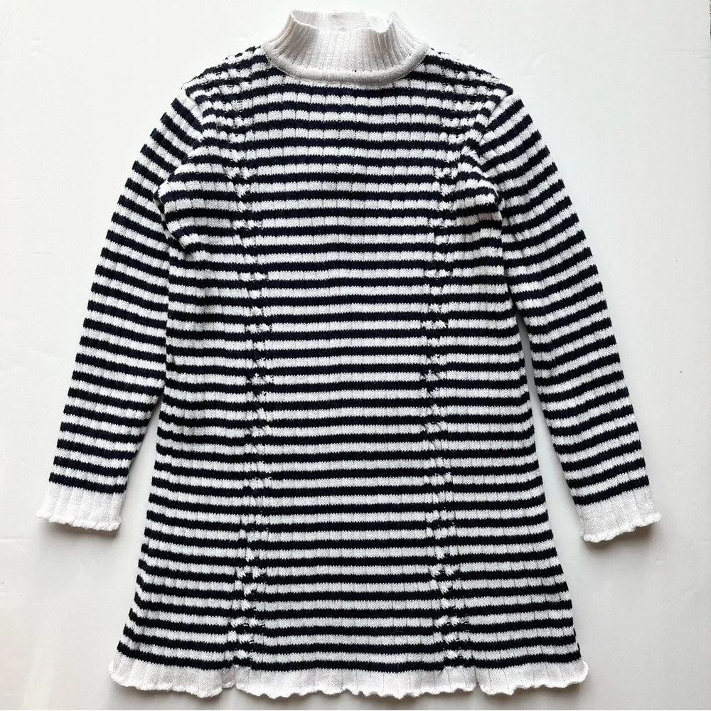 Janie and Jack Navy & White Stripe Ribbed Sweater Dress